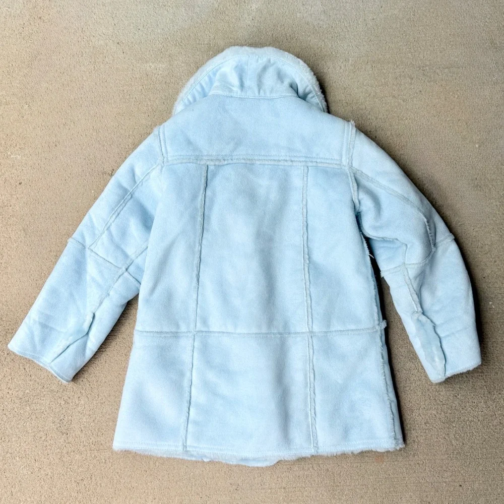 H&M Kids Light Blue Faux Shearling Fur Lined Coat Jacket 1.5-2Y